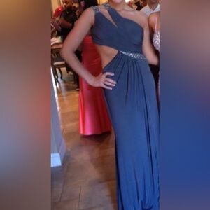 Milano One-Shoulder Grey Cutout Gown -Prom Dress